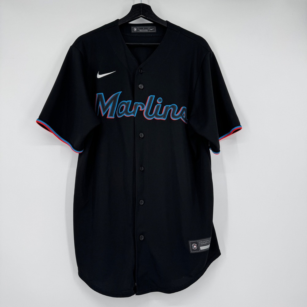Nike Miami Marlins MLB Baseball Jersey Black Large T770 554849-010